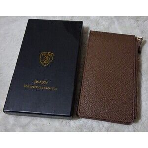 VTLASK Brown Leather Wallet with Zipper and Box